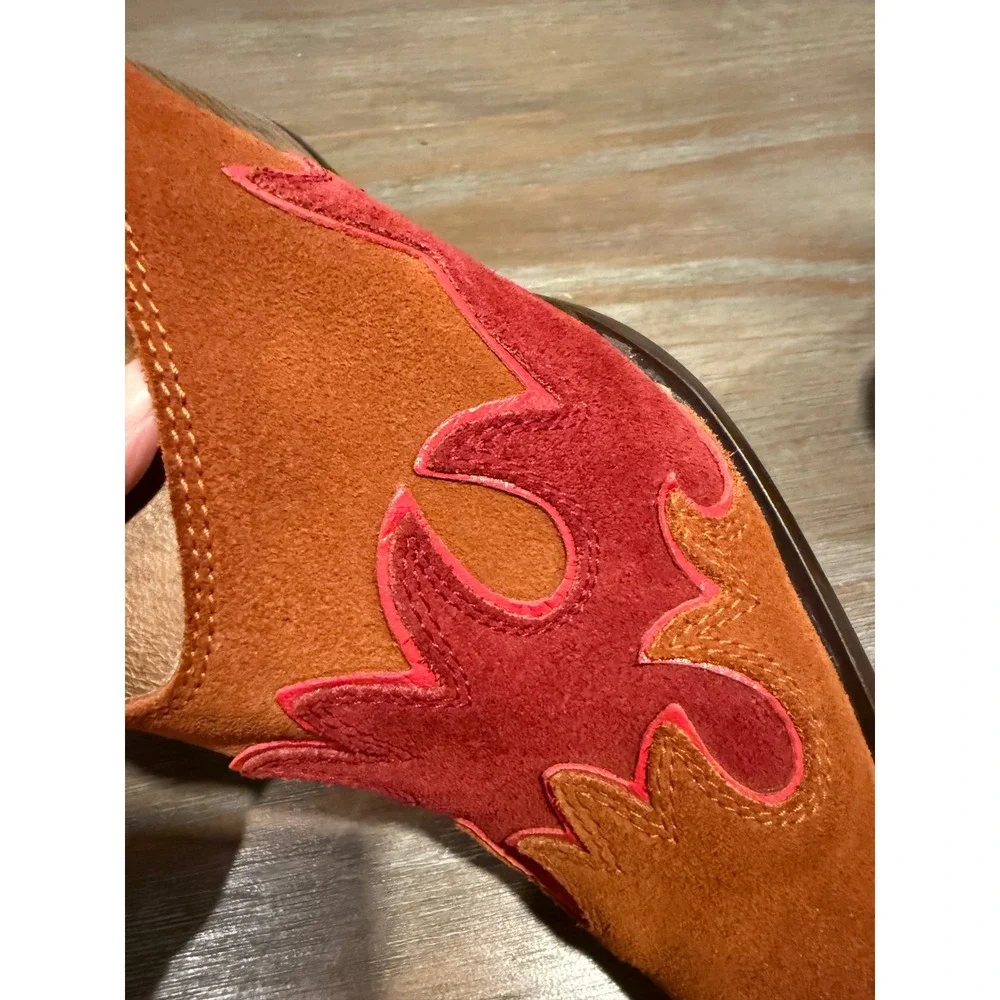 Free People Alamo Western Ankle Boots Flame Embroidery‎ Suede EU 41 US 10